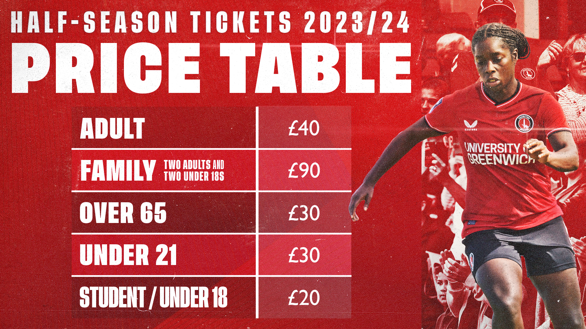 Women's half season tickets fixtures 