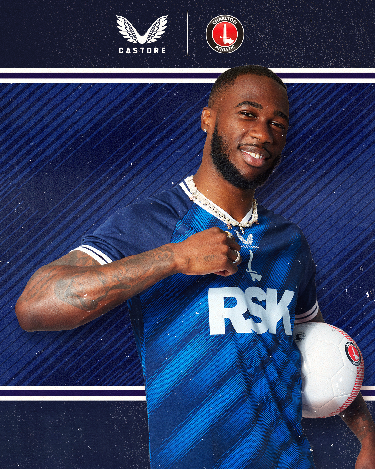 Corey Blackett-Taylor in the Addicks' brand-new third shirt