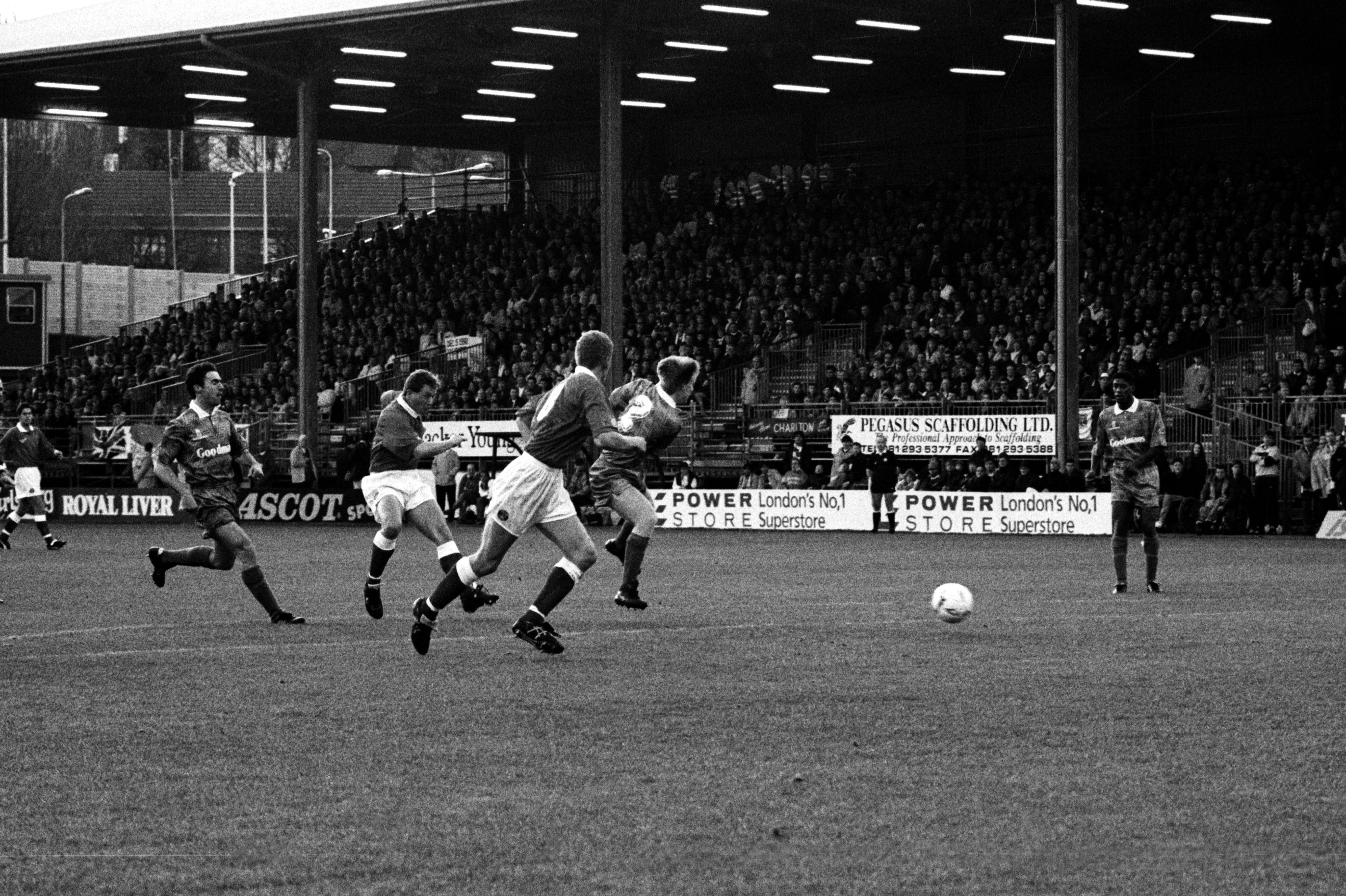 Colin Walsh scores for Charlton against Portsmouth in the Addicks' first game back at The Valley