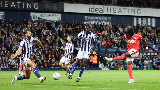 Tyreece Campbell shoots at goal