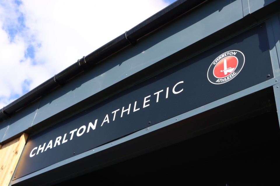 New Charlton Athletic signage at the club's Sparrows Lane training ground