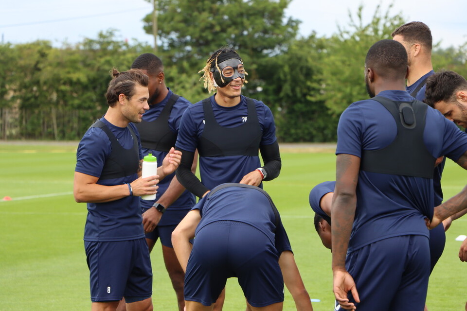 The Addicks squad take on refreshments during pre-season training