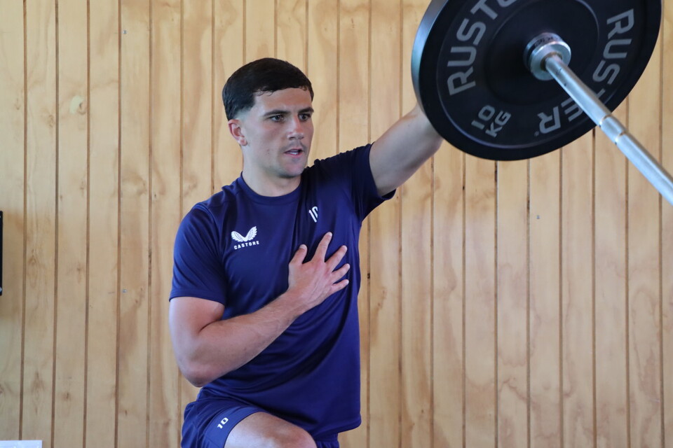 Albie Morgan working hard in the gym