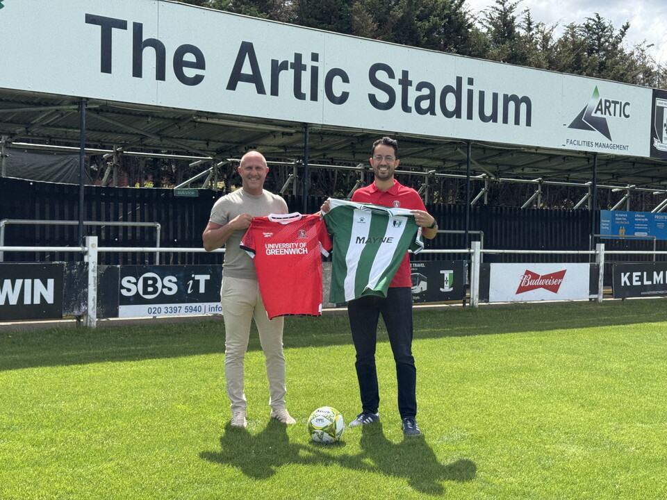 Lawrence and Robinson in front of Artic Stadium