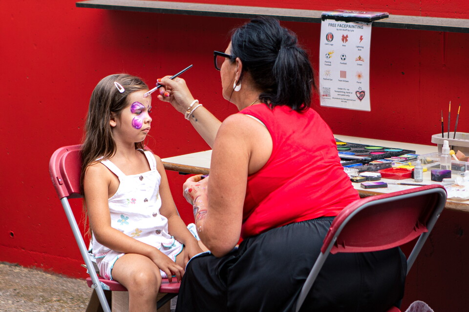 Free facepainting in the Alan Curbishley Stand