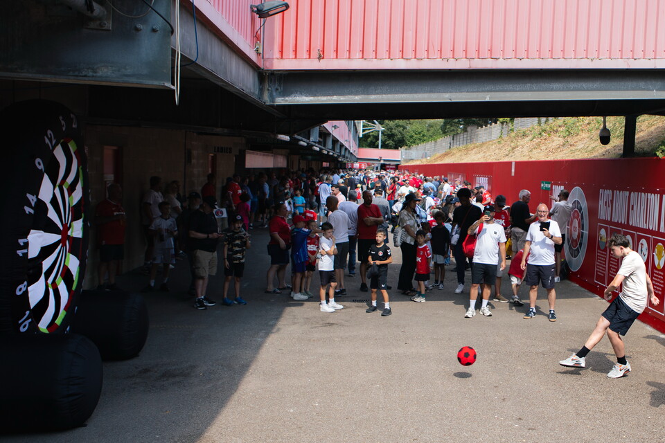 Inflatable football darts in the Alan Curbishley stand
