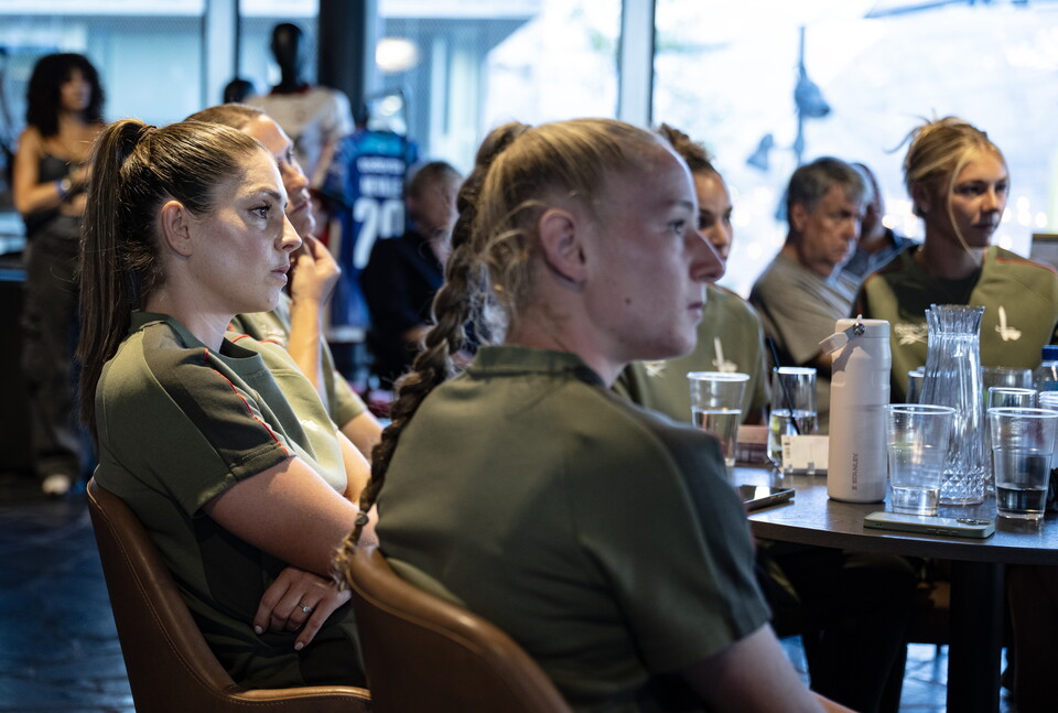 Players listening at season preview event