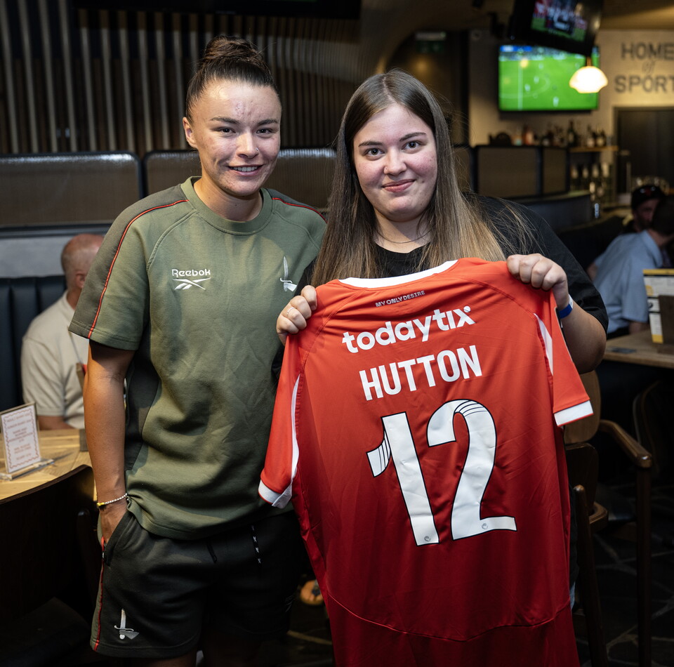 Jodie Hutton and a fan