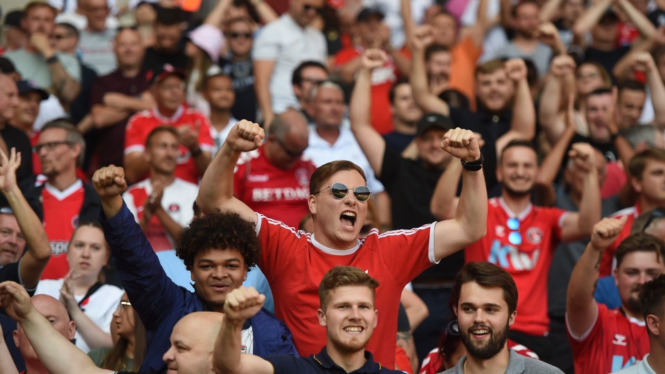 Fans celebrate at The Valley