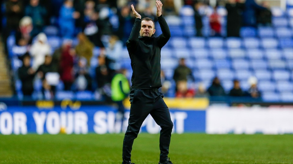 Nathan Jones claps supporters