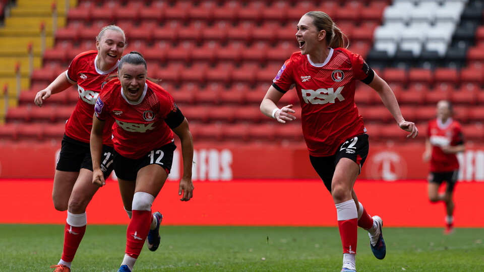Hutton, Skeels and Thestrup celebrate the goal