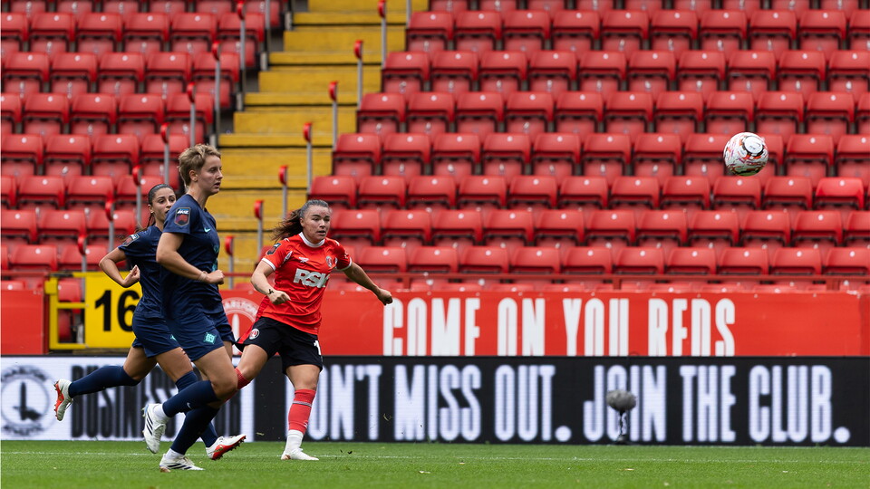 Hutton hitting her goal against LCL
