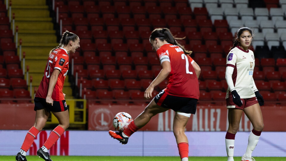Lizzie Waldie celebrates scoring against Bristol City